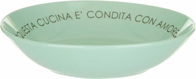 Piatto fondo per zuppa KASANOVA in stoneware colore verde con scritta, Diametro: 20 cm