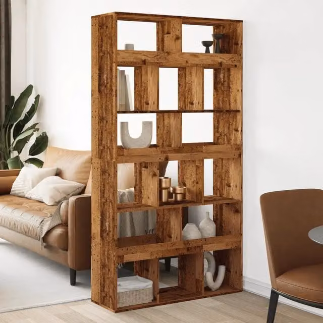 Divisorio per stanza vidaXL in MDF color marrone con scomparti medi L: 100 cm, P: 33 cm, H: 187,5 cm