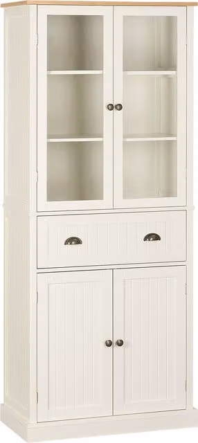 Dispensa Mobile HOMCOM a 5 Livelli con Cassetto Centrale, Colore Bianco Crema, L/P/H: 76 x 40 x 182.5 cm
