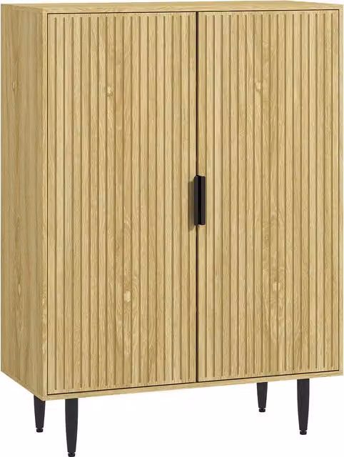 Armadio scarpiera salvaspazio HOMCOM in rovere con 4 ripiani regolabili e gambe in metallo, capacità 15 paia di scarpe, L 80 cm x P 38 cm x H 110 cm