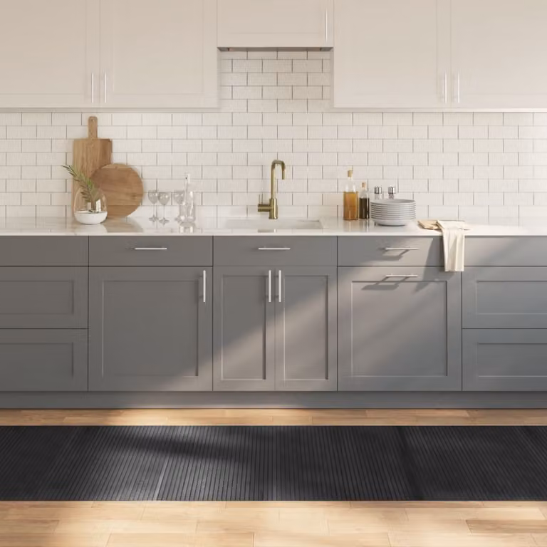 Tappeto rettangolare moderno vidaXL in bambù e polipropilene grigio, L: 300 cm, P: 80 cm