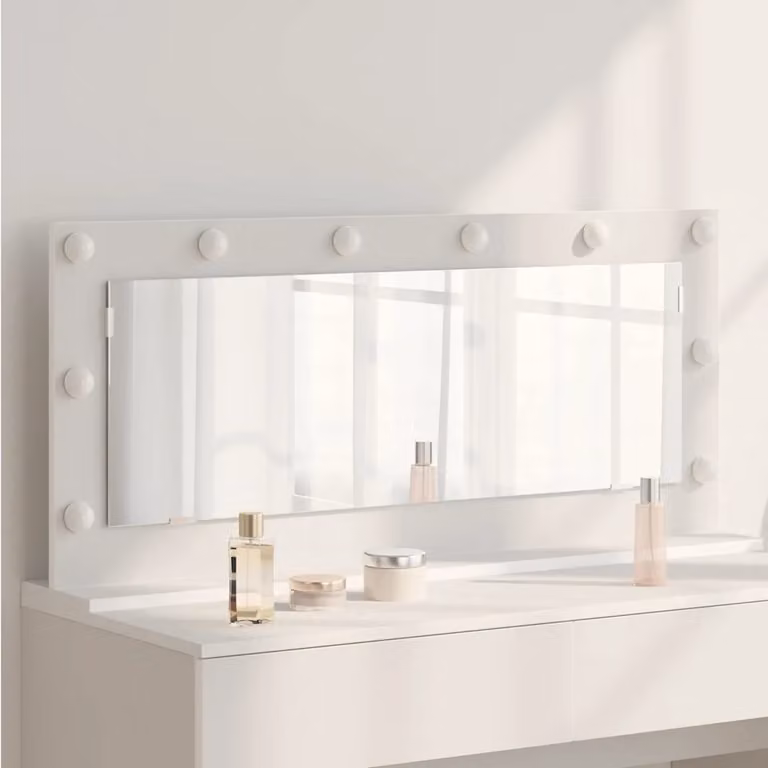 vidaXL Specchio da Vanità Rettangolare con Luce LED Bianco L: 100 cm, P: 45 cm, H: 18 cm