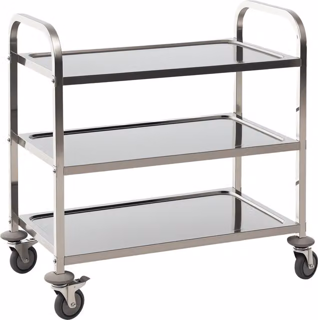 Carrello da cucina HOMCOM con 3 ripiani in acciaio inossidabile, colore argento, con ruote frenanti, L: 85 cm, P: 45 cm, H: 90 cm
