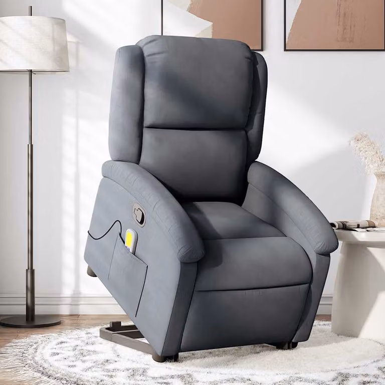 vidaXL Poltrona Alzapersona Reclinabile in Velluto Grigio con Assistenza Elettrica per Senior