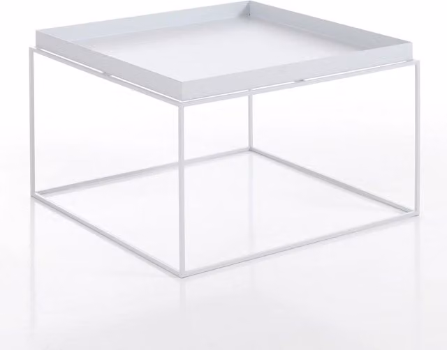 Tavolino da esterno Oresteluchetta in acciaio bianco con piano quadrato H 40 x L 60 x P 60 cm