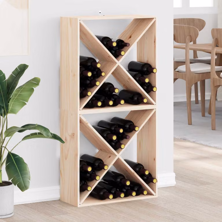 Set di 2 portabottiglie vidaXL in pino massello naturale, colore marrone, L 62 x P 25 x H 62 cm