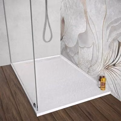 Piatto doccia rettangolare Argo in resina bianca con canalina lineare, L: 120 cm, P: 70 cm