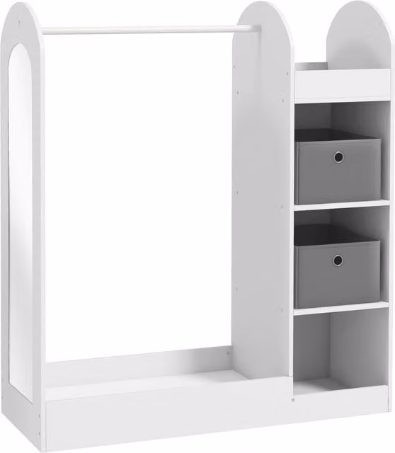 AIYAPLAY Appendiabiti per Bambini con Ripiani, Scatole, Asta e Specchio, Bianco