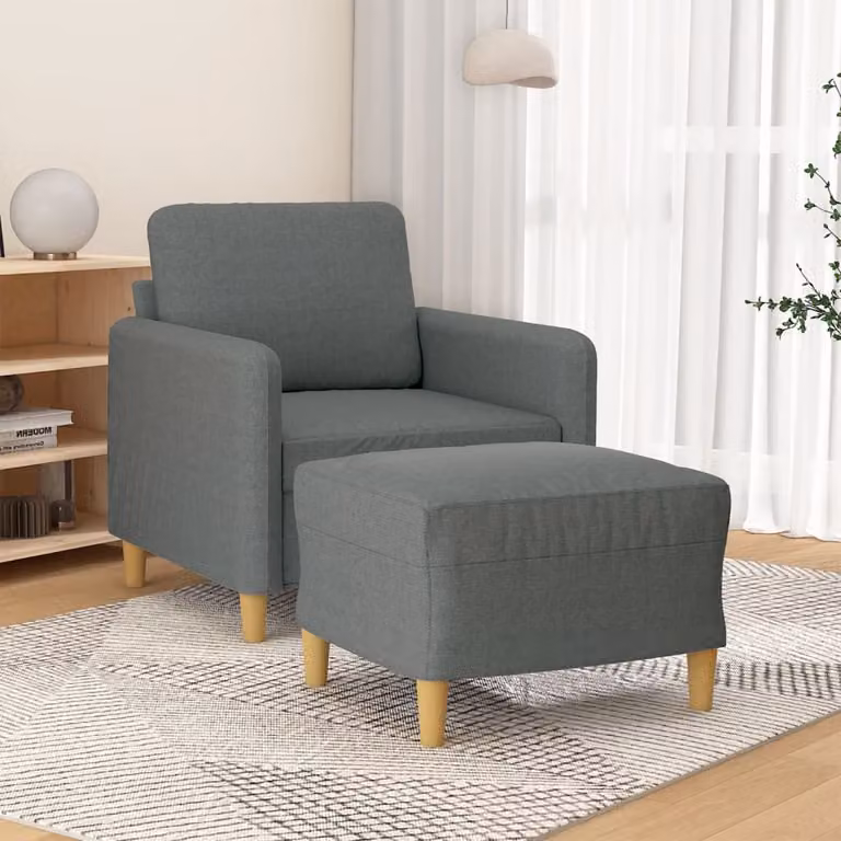 vidaXL Poltrona Relax con Poggiapiedi Grigia in Tessuto e Struttura in Metallo e MDF