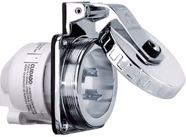 Presa a incasso Hubbell in acciaio inox color argento da 32 Ampere