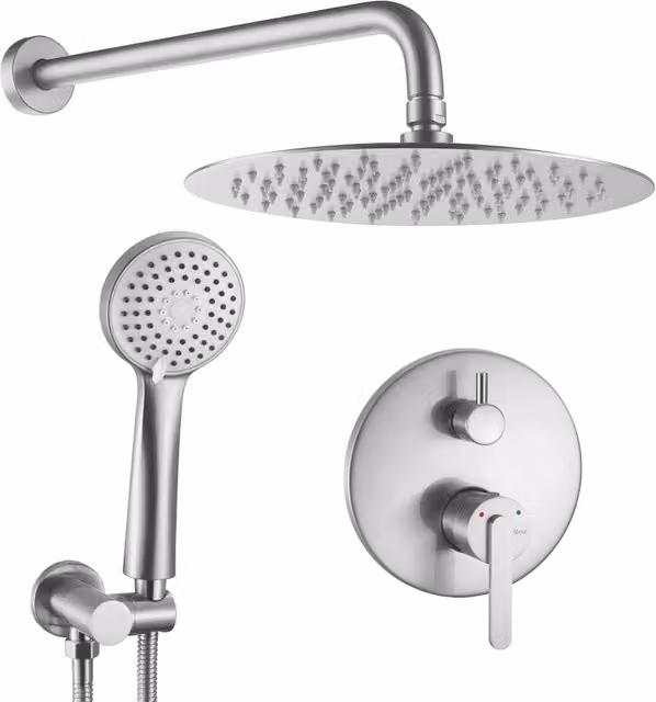 Set Doccia Da Incasso Rea Ontario con Box in Ottone Colore Nickel Spazzolato