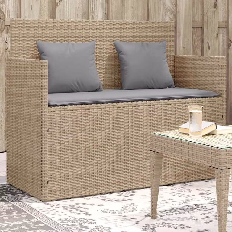 vidaXL Panca da Giardino Moderna in Polyrattan con Cuscini Beige e Grigio