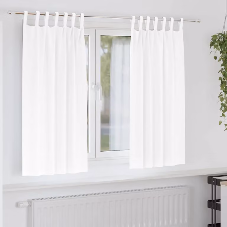 Set di 2 tende blackout vidaXL con anelli in poliestere, colore bianco, L: 175 cm x H: 140 cm