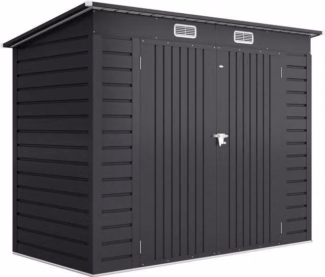 Capanno porta attrezzi Outsunny in acciaio zincato con ripiani regolabili e chiavistello, Grigio, L: 249 cm, P: 121 cm, H: 183 cm