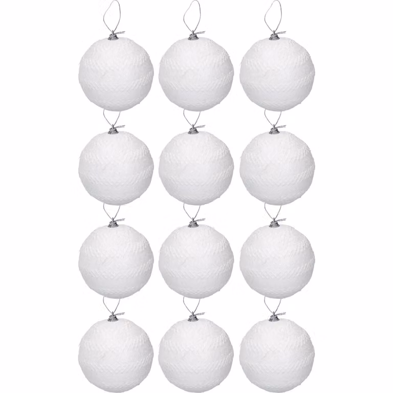 Set di 12 palline di Natale bianche con glitter VESTIAMO CASA, diametro: 6 cm