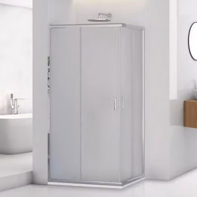 Box doccia angolare Tay con doppio sistema scorrevole e vetro stampato decorato, L: 120 cm, P: 70 cm, H: 195 cm