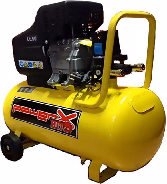 Compressore d'aria Trade Shop a olio da 50 Lt, 2 Hp, 8 Bar, Giallo