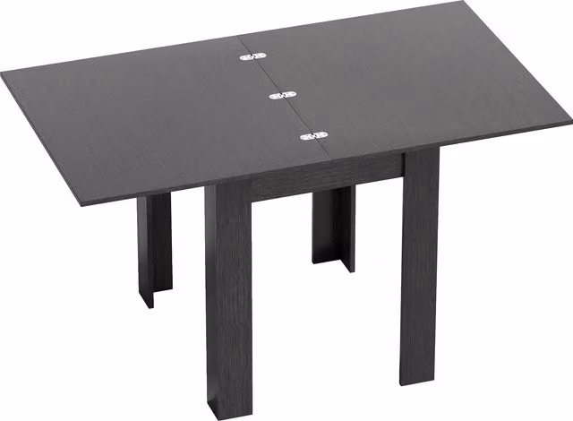 Tavolo da pranzo allungabile HOMCOM in legno e acciaio per 4-6 persone, L: 140 cm, P: 80 cm, H: 77.5 cm, Nero