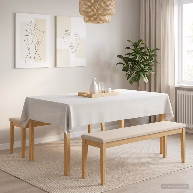 Set di 5 tovaglie rettangolari vidaXL bianche in poliestere idrorepellenti e antimacchia, L 140 cm x P 220 cm