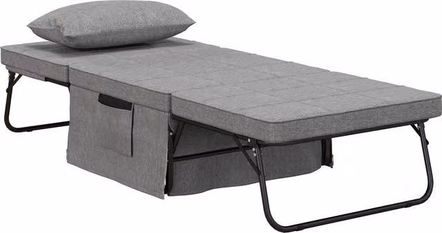 Letto pieghevole 4 in 1 HOMCOM salvaspazio con schienale reclinabile e pouf, multiuso a 5 livelli, grigio
