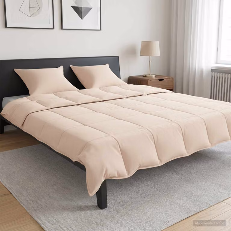 Set di 2 piumoni vidaXL per tutte le stagioni in cotone e fibra di kapok, beige, L 200 x L 220 cm