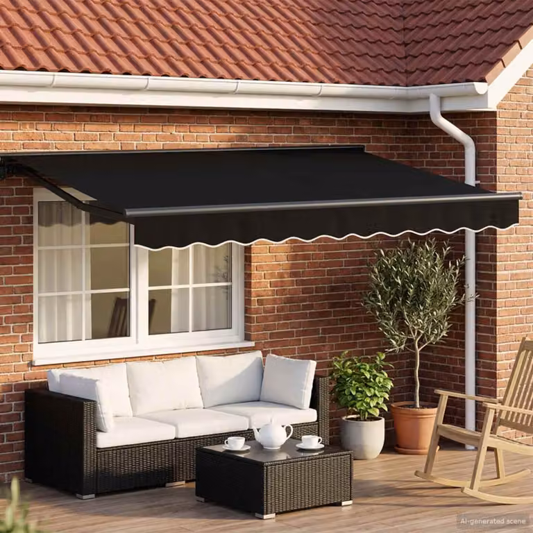 Tettuccio elettrico retrattile vidaXL in alluminio con copertura in poliestere, nero e antracite, L: 3,5 m x P: 2,5 m