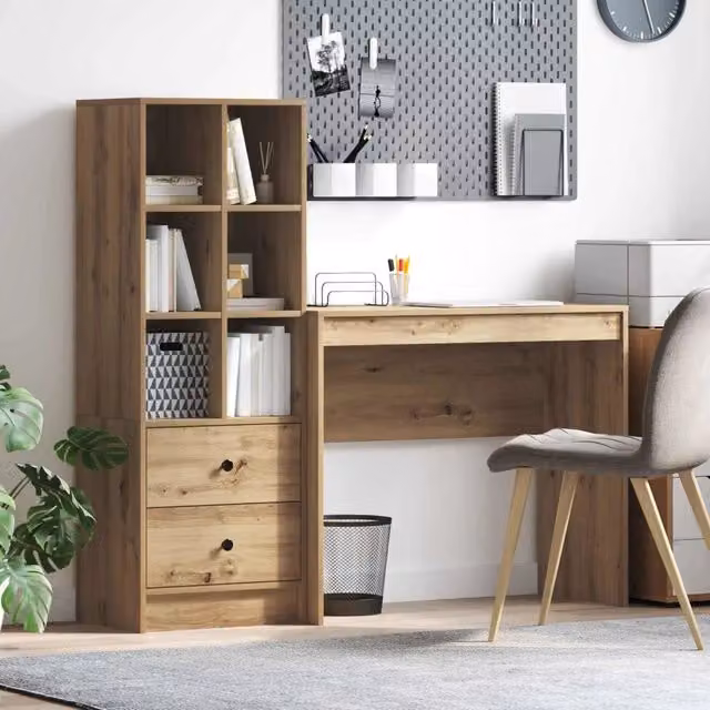 Scrivania moderna con scaffale vidaXL in rovere marrone L: 135,5 cm, P: 40 cm, H: 127 cm