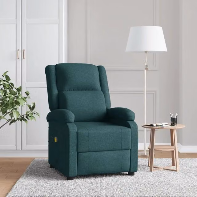 Poltrona relax reclinabile ad ala vidaXL in tessuto verde con struttura in legno e metallo