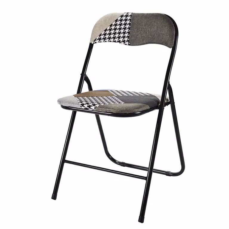 Sedia Pieghevole Patchwork VESTIAMO CASA in tessuto multicolore con struttura in metallo nero, H 78 x L 44 x P 43 cm