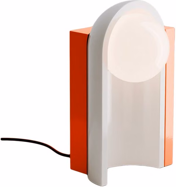Lampada da tavolo Ferroluce Clèo in ceramica arancio e beige con design Art Déco