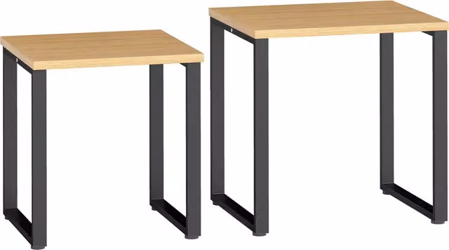 Set di 2 tavolini da caffè HOMCOM per soggiorno in legno e metallo, colore marrone e nero, stile moderno