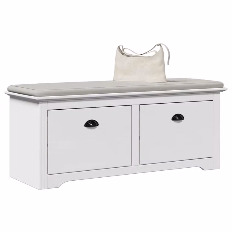 vidaXL Panca da Ingresso BODO Bianca in Legno e Metallo con Scarpiera L: 114 cm, P: 40 cm, H: 45 cm