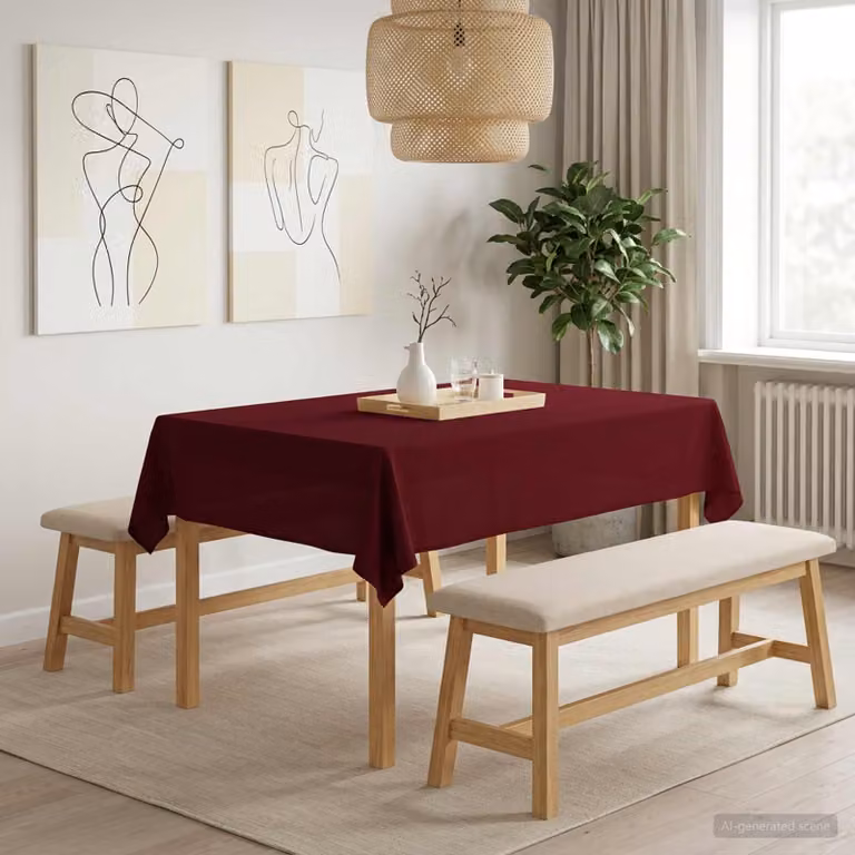 Set di 5 tovaglie da tavolo vidaXL in poliestere, colore rosso, modello moderno e rettangolare, idrorepellenti e antimacchia, L: 140 cm x P: 160 cm