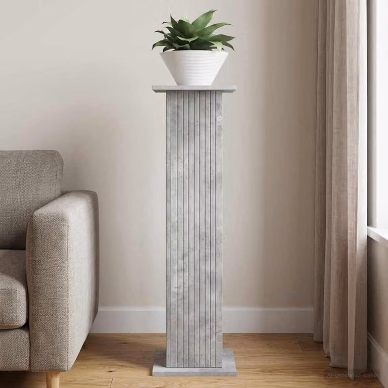 vidaXL Supporto per piante moderno in legno MDF Grigio Cemento L/P/H: 30,5 x 30 x 100,5 cm
