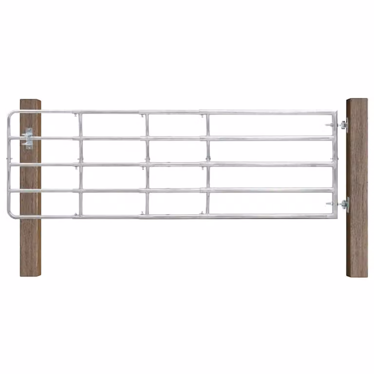 Cancello da giardino singolo vidaXL in acciaio galvanizzato con 5 sbarre, Argento, L: 150-400 cm, H: 90 cm