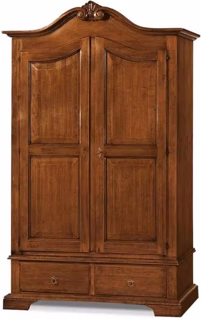 Armadio 2 porte con 2 cassetti in legno stile arte povera Mobili 2G colore marrone L/P/H: 122 x 60 x 204 cm