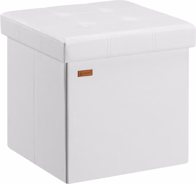 Pouf contenitore Casaria® bianco con rivestimento rimovibile L/P/H: 38 x 38 x 38 cm
