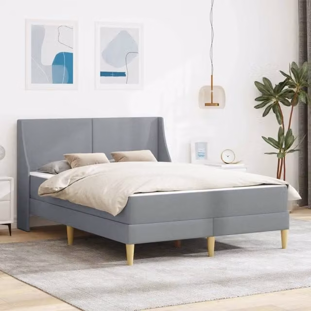Struttura letto imbottita con materasso vidaXL in tessuto grigio L/P/H: 120 x 200 x 96 cm