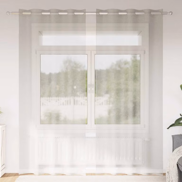 Set di 2 tendine velate vidaXL in poliestere, colore beige/bianco, L: 260 cm x H: 140 cm