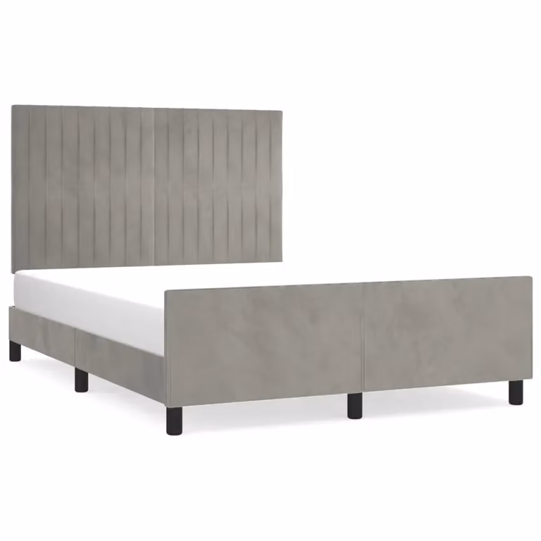 Giroletto senza materasso MERCATOXL in velluto grigio chiaro L/P: 140 x 200 cm