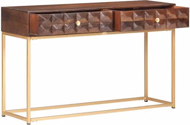 Consolle vidaXL in legno di mango marrone stile vintage L/P/H: 122 x 36 x 75 cm