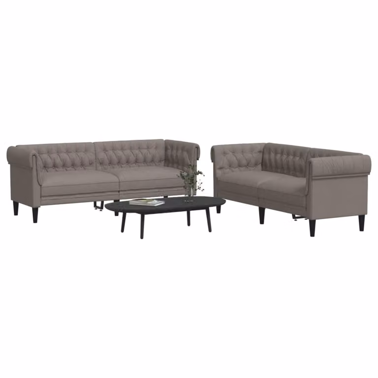 Set di 2 divani moderni vidaXL in tessuto beige e grigio con struttura in legno massiccio per il tuo soggiorno