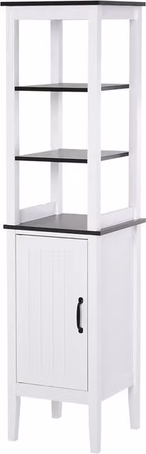 Mobiletto Salvaspazio per Bagno e Lavanderia HOMCOM Bianco con 3 Ripiani Aperti e Regolabili L: 40 cm, P: 38 cm, H: 162.5 cm