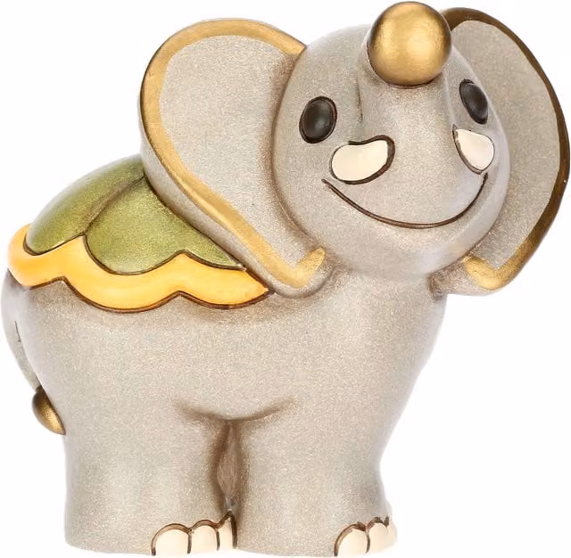 Statuetta Elefante Elly THUN in ceramica grigio e oro