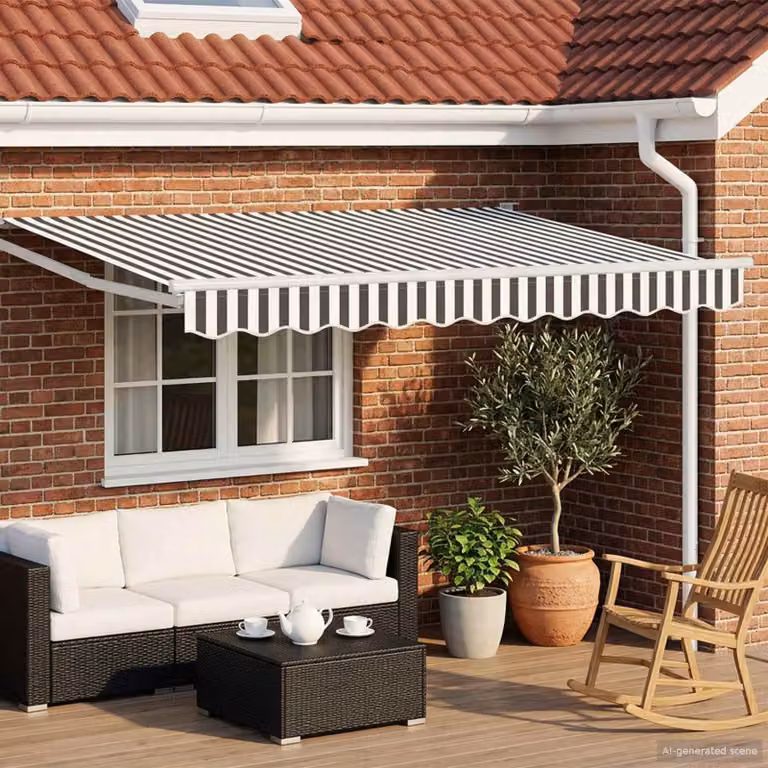 Tettuccio elettrico retrattile vidaXL in alluminio e poliestere, colore antracite e bianco, L: 3,5 m x P: 2 m