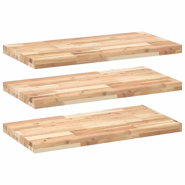 Set di 3 mensole da parete VIDAXL in legno di acacia non trattato, colore marrone, L 80 cm x P 40 cm x H 4 cm
