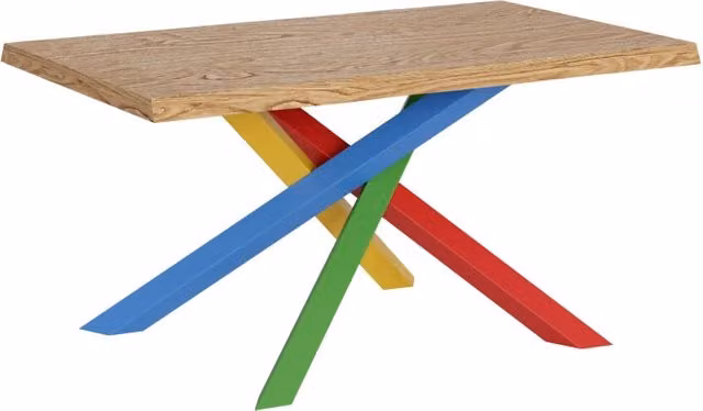 Tavolo fisso rettangolare Giordanoshop in legno di rovere color marrone con bordo live edge, L: 140 cm, P: 90 cm, H: 75 cm