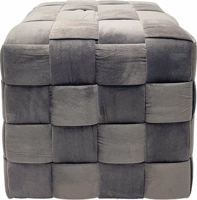 Pouf cubo moderno in velluto intrecciato marrone L/P/H: 41 x 41 x 41 cm