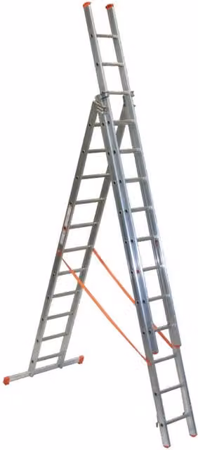 Scala a sfilo FACAL Genia in alluminio argento, 3 rampe da 11 gradini, portata massima 150 kg, per lavori fino a 9.2 m
