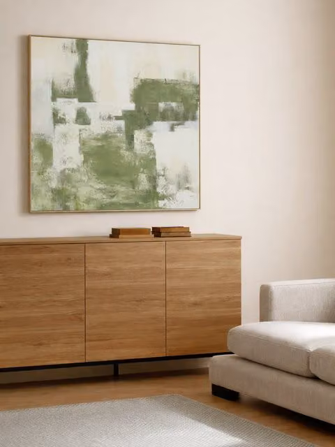 Quadro astratto moderno Suit Kenay Home, verde e bianco, L: 120 cm, H: 120 cm